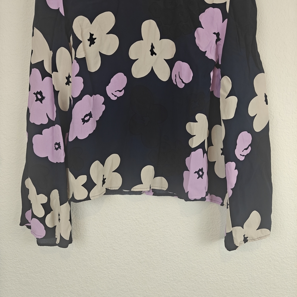 Merimekko Sorea Kevattalkoot Long Bell Sleeve Floral Blouse Sz 40, 10 - Picture 6 of 13